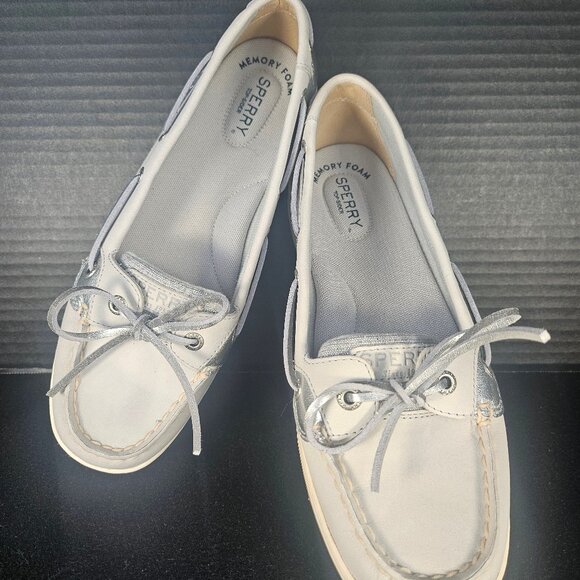 Women's 8.5 W Sperry Coastfish One Eye Boat Slip On Shoe Light Gray - Picture 1 of 10
